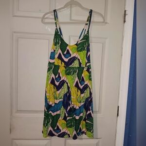 Body Glove Tropical Leaf Print Dress Strappy Wms Sz M Cruise Wear